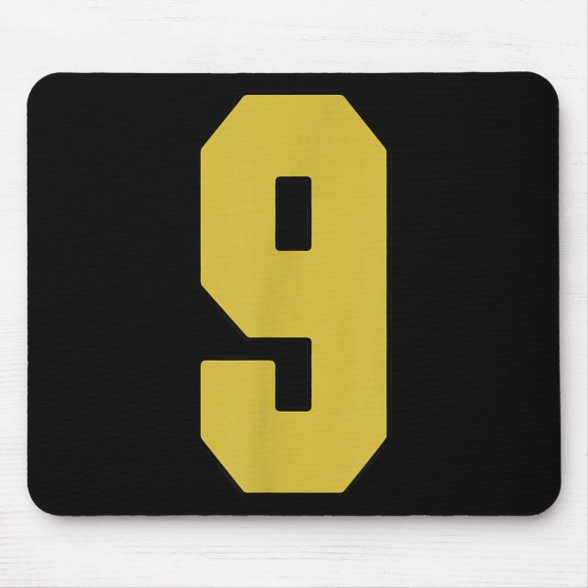 Old Gold Black Number 9 Jersey Player Uniform #9  Mouse Mat (Front)