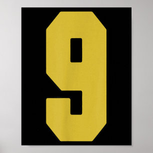 Old Gold Black Number 9 Jersey Player Uniform #9 Poster