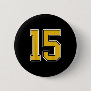 Old Gold Black White Sports Number 15 Jersey Unifo 6 Cm Round Badge