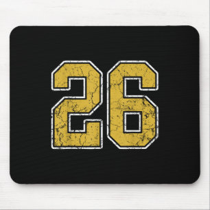 Old Gold Black White Sports Number 26 Jersey Unifo Mouse Mat