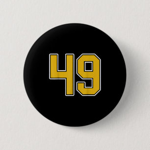 Old Gold Black White Sports Number 49 Jersey Unifo 6 Cm Round Badge