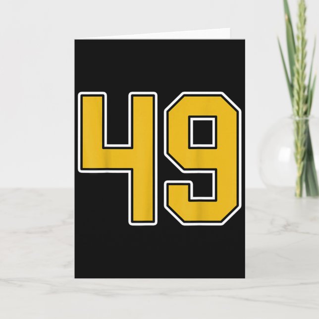 Old Gold Black White Sports Number 49 Jersey Unifo Card (Front)