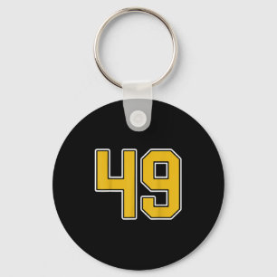 Old Gold Black White Sports Number 49 Jersey Unifo Key Ring