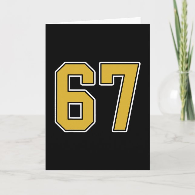 Old Gold Black White Sports Number 67 Jersey Unifo Card (Front)
