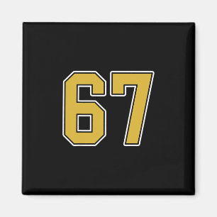 Old Gold Black White Sports Number 67 Jersey Unifo Magnet