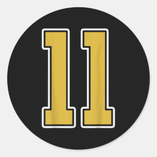 Old Gold Black White Srts Number 11 Jersey Uniform Classic Round Sticker