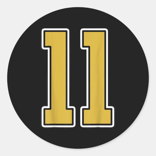Old Gold Black White Srts Number 11 Jersey Uniform Classic Round Sticker (Front)