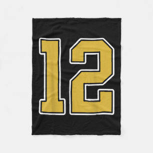Old Gold Black White Srts Number 12 Jersey Uniform Fleece Blanket