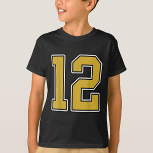 Old Gold Black White Srts Number 12 Jersey Uniform T-Shirt