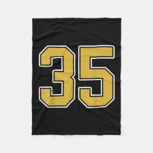 Old Gold Black White Srts Number 35 Jersey Uniform Fleece Blanket