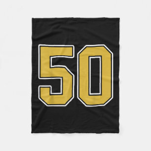 Old Gold Black White Srts Number 50 Jersey Uniform Fleece Blanket