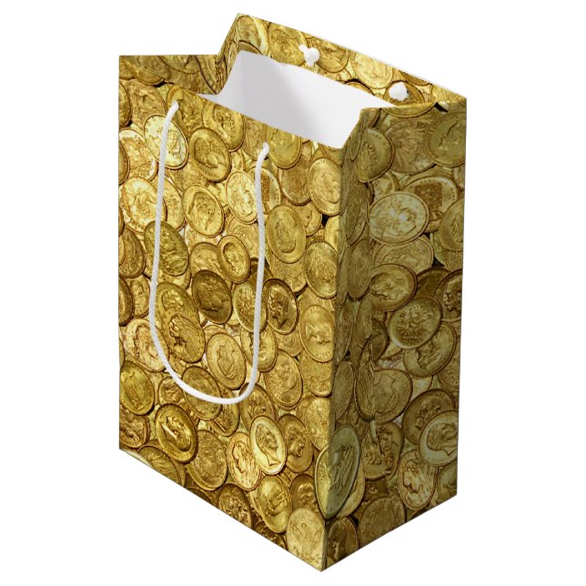 Old Gold Coin Collection Medium Gift Bag (Front Angled)