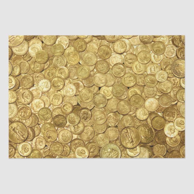 Old Gold Coin Collection Tissue Paper (Front)