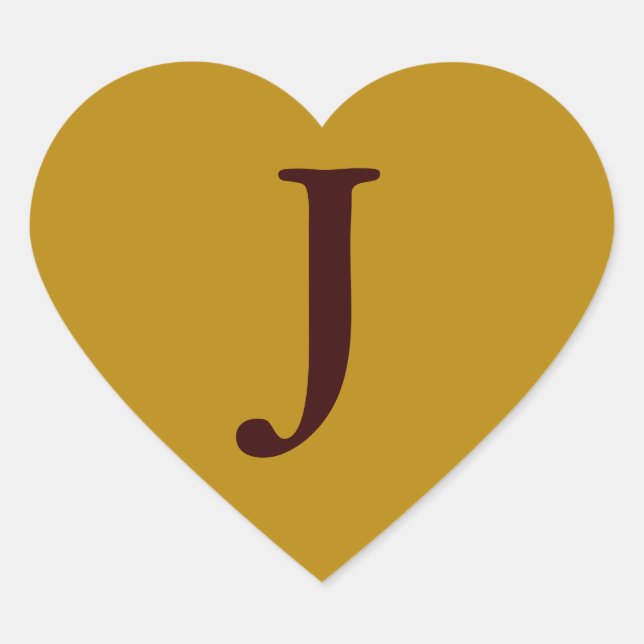 old gold colour  - monogrammed  heart sticker (Front)