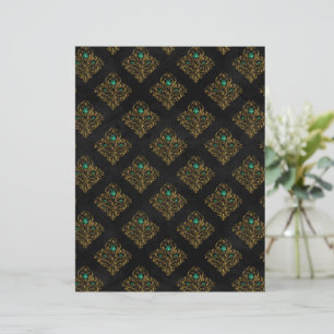 Old Gold Emerald French scrapbook Paper 
