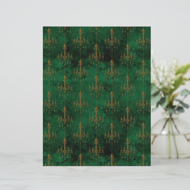 Old Gold Emerald French scrapbook Paper  (Standing Front)