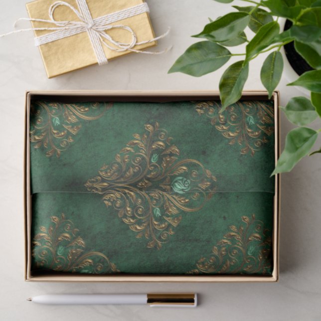 Old Gold Emerald French  Tissue Paper (Gift)