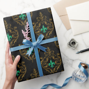 Old Gold Emerald French Wrapping Paper