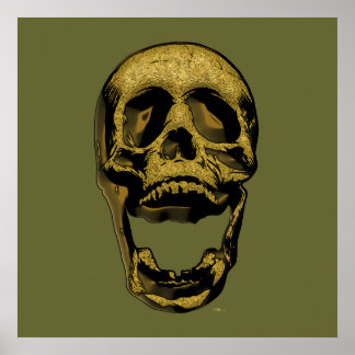 Old Gold Skull Poster