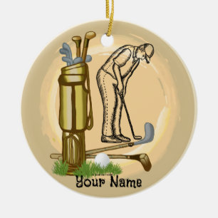 Old Golf Clubs golf Ceramic Tree Decoration