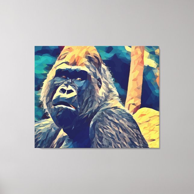 Old Gorilla Original Abstract jungle animal Art Canvas Print (Front)