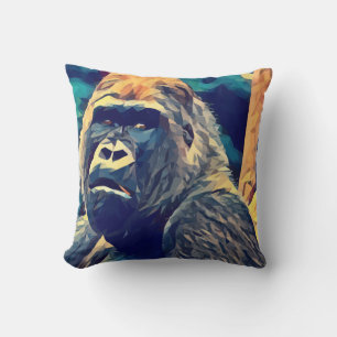 Old Gorilla Original Abstract jungle animal Art Cushion