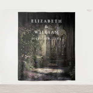 Old Gothic Castle Garden Photo Booth Prop Backdrop Tapestry