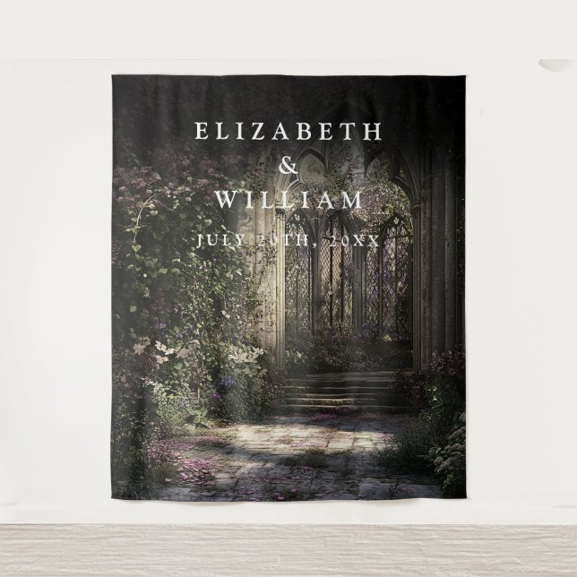 Old Gothic Castle Garden Photo Booth Prop Backdrop Tapestry (Front)