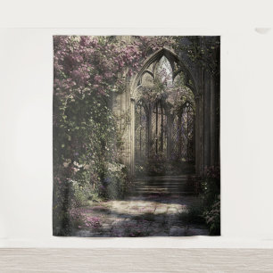Old Gothic Castle Garden Photo Booth Prop Backdrop Tapestry