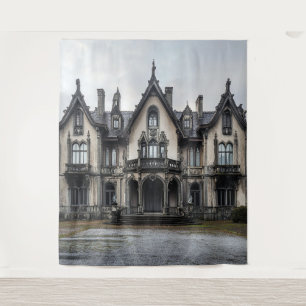 Old Gothic Mansion Photo Booth Prop Backdrop Tapestry