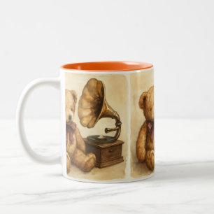 Old Gramophone, Vintage, by Natasha Us Two-Tone Coffee Mug