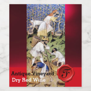OLD GRAPE VINEYARD WINE ,RED WAX SEAL MONOGRAM WINE LABEL