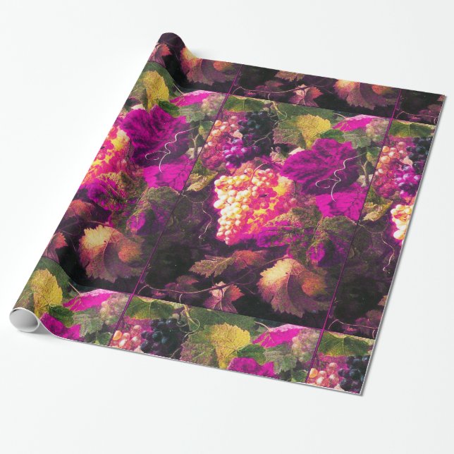 OLD GRAPE VINEYARD WINE TASTING PARTY WRAPPING PAPER (Unrolled)