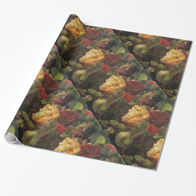 OLD GRAPE VINEYARD WINE TASTING PARTY WRAPPING PAPER (Unrolled)