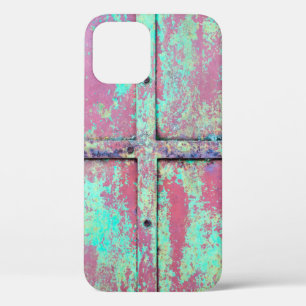 Old green painted wall with rust texture. Grunge r iPhone 12 Case