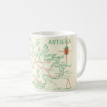 Old Green & Red Map of Antigua Mug<br><div class="desc">A fun vintage postcard map of the island of Antigua repurposed on a mug.</div>