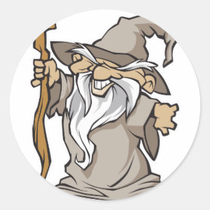 old grey wizard sorcerer classic round sticker