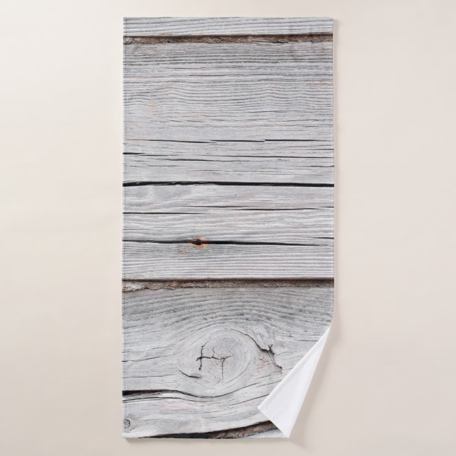 Old grey wooden plank wall textureabstract,backgro bath towel (Bath Towel)