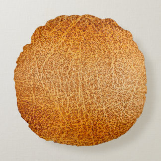 Old grunge brown leather texture round cushion