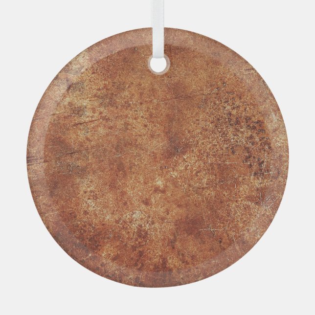 Old Grunge Rustic Metal Texture Glass Tree Decoration (Front)