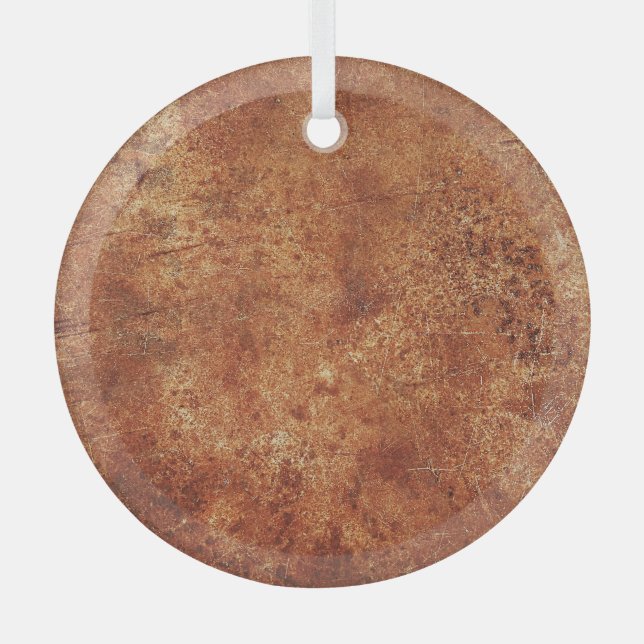 Old Grunge Rustic Metal Texture Glass Tree Decoration (Front)