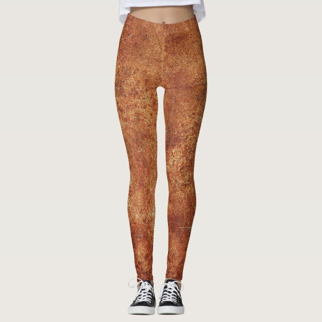 Old Grunge Rustic Metal Texture Leggings (Front)