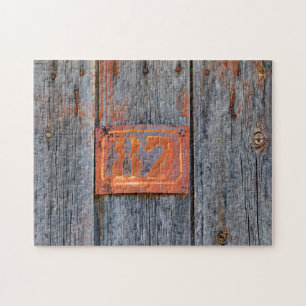 Old Grunge Rusty Metal House Number No. 87 Photo Jigsaw Puzzle