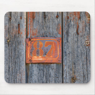 Old Grunge Rusty Metal House Number No. 87 Photo Mouse Mat