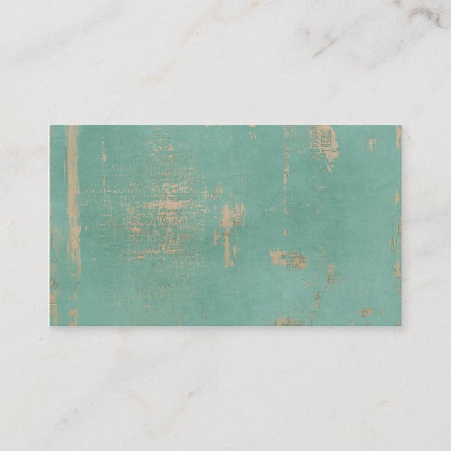 Old Grunge Teal Paint Vintage Newspaper Business Card (Front)