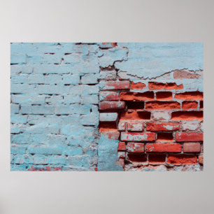 Old grungy brick wall with natural defects. Scratc Poster
