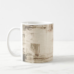 Old grungy paper texture background. coffee mug