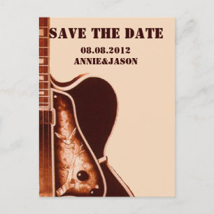 old Guitar Western Country Wedding save the date Announcement Postcard