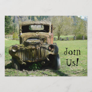 Old Guy Birthday Party - Old Rusty Truck Invitation