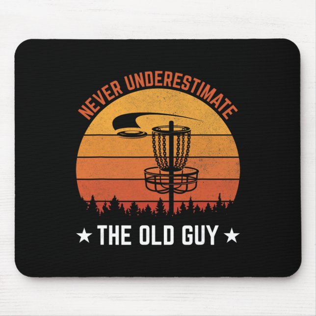 Old Guy Disc Golf Design For Men Disc Golf Lover G Mouse Mat (Front)